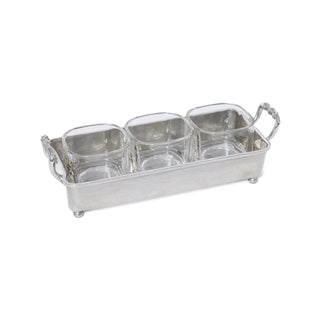 St. Anton Pewter and Glass 3 - Section Condiment Tray