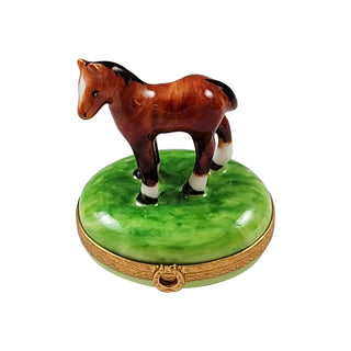 Standing Mini Horse With A Removable Brass Horseshoe