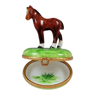 Standing Mini Horse With A Removable Brass Horseshoe