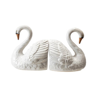 Stoneware Swan Bookends - S/2