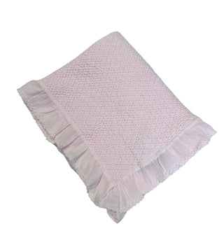 Stonewashed Puckered Blanket with Dotted Swiss Ruffle: Pink