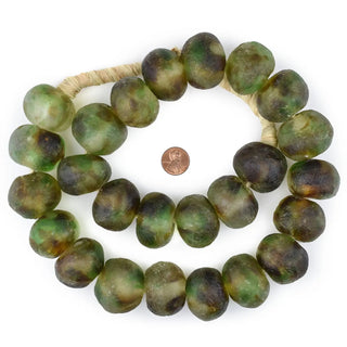 Super Jumbo Earth Swirl Recycled Glass Beads 35mm