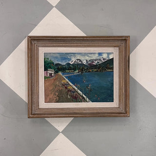 Swimming Pool in Oil on Canvas (French)