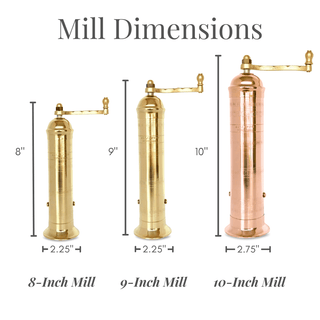 The Original Greek Pepper Mill 8" Brass