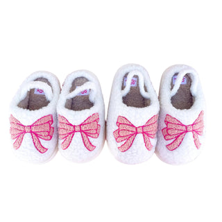 Toddler/Kids Blue Bow Slippers: Large