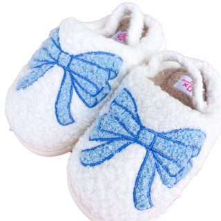 Toddler/Kids Blue Bow Slippers: Medium