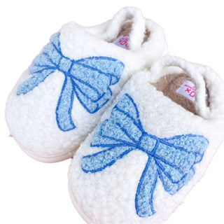 Toddler/Kids Blue Bow Slippers: Small