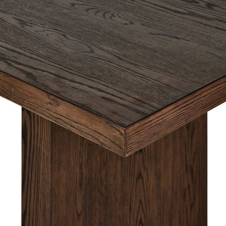 Angled perspective of the Torrington Dining Table, showcasing its solid wood craftsmanship and modern aesthetic.