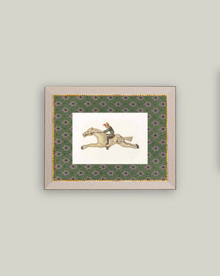 Toy Race Horse Framed Antique Art: 9x7