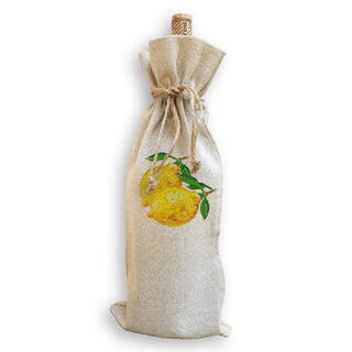 Two Lemons - Linen Wine Bag