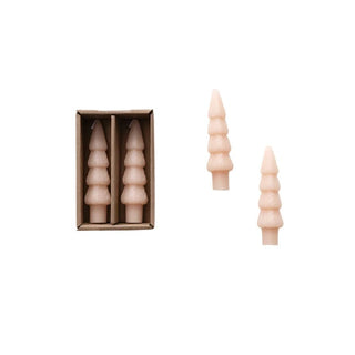 Unscented Tree Shaped Taper Candles in Box, Blush Color