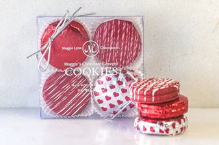 Valentine's 4pc Milk Chocolate Covered Cookies - Stripes