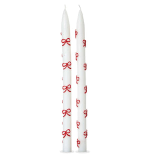 Very Merry Bow Hand Painted Taper Set