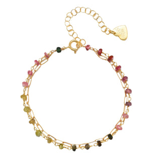 Watermelon Tourmaline Layered Paperclip Bracelet