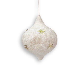 White Paper Mache Bulb Ornaments: Large