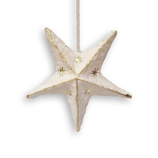 White Paper Mache Star Ornaments: Stars