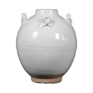 White Vintage Style Vase w/ Unglazed Base