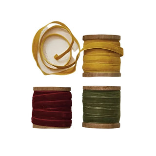 10 Yard Velvet Ribbon on Wood Spool