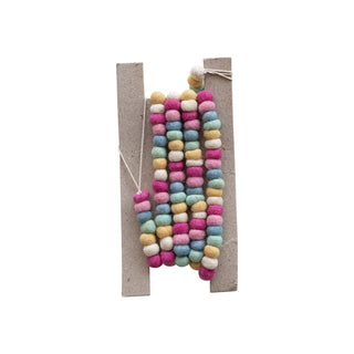 Handmade Wool Felt Ball Garland, Multi Color