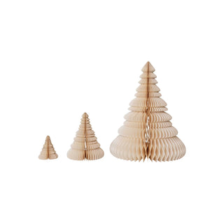 Paper Folding Honeycomb Trees w/ Gold Glitter, Cream Color