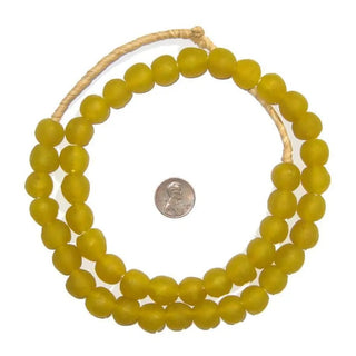 Yellow Recycled Glass Beads 14mm