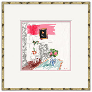 Pink Living Room Interiors Framed Art