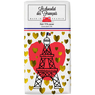 Le Chocolat des Français: 71% Dark Chocolate Bar - La Tour Eiffel Coeur